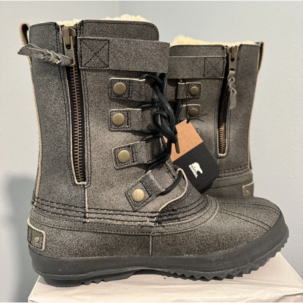 NEW In Box Sorel 64 Reserve Sherpa Lined Side Zip Waterproof Boots Mens 8